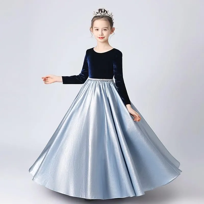 Girls' Velvet Gown The Dreamy Elegant Dress A Perfect Blend of Shine and Elegance A Princess-Style Gown