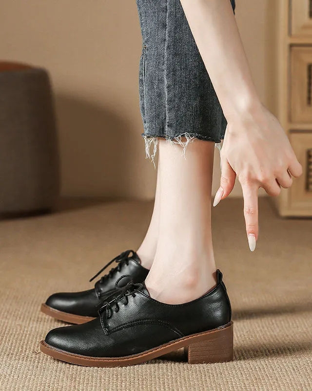 Glossy leather upper lace up oxford shoes