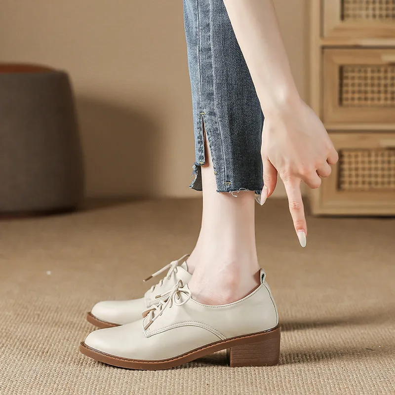 Glossy leather upper lace up oxford shoes