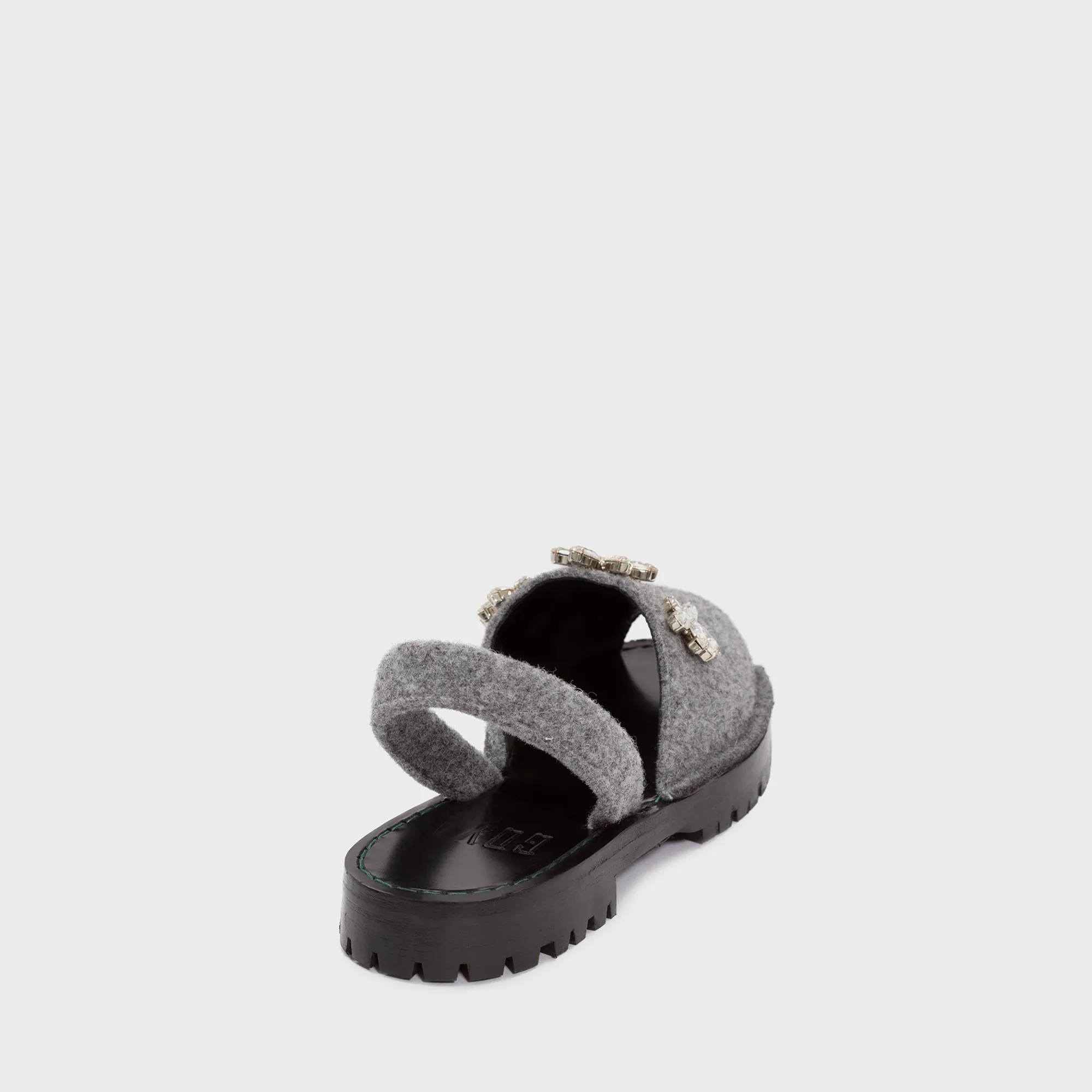 GOYA Slate Crystal Embellished Felt Sandals