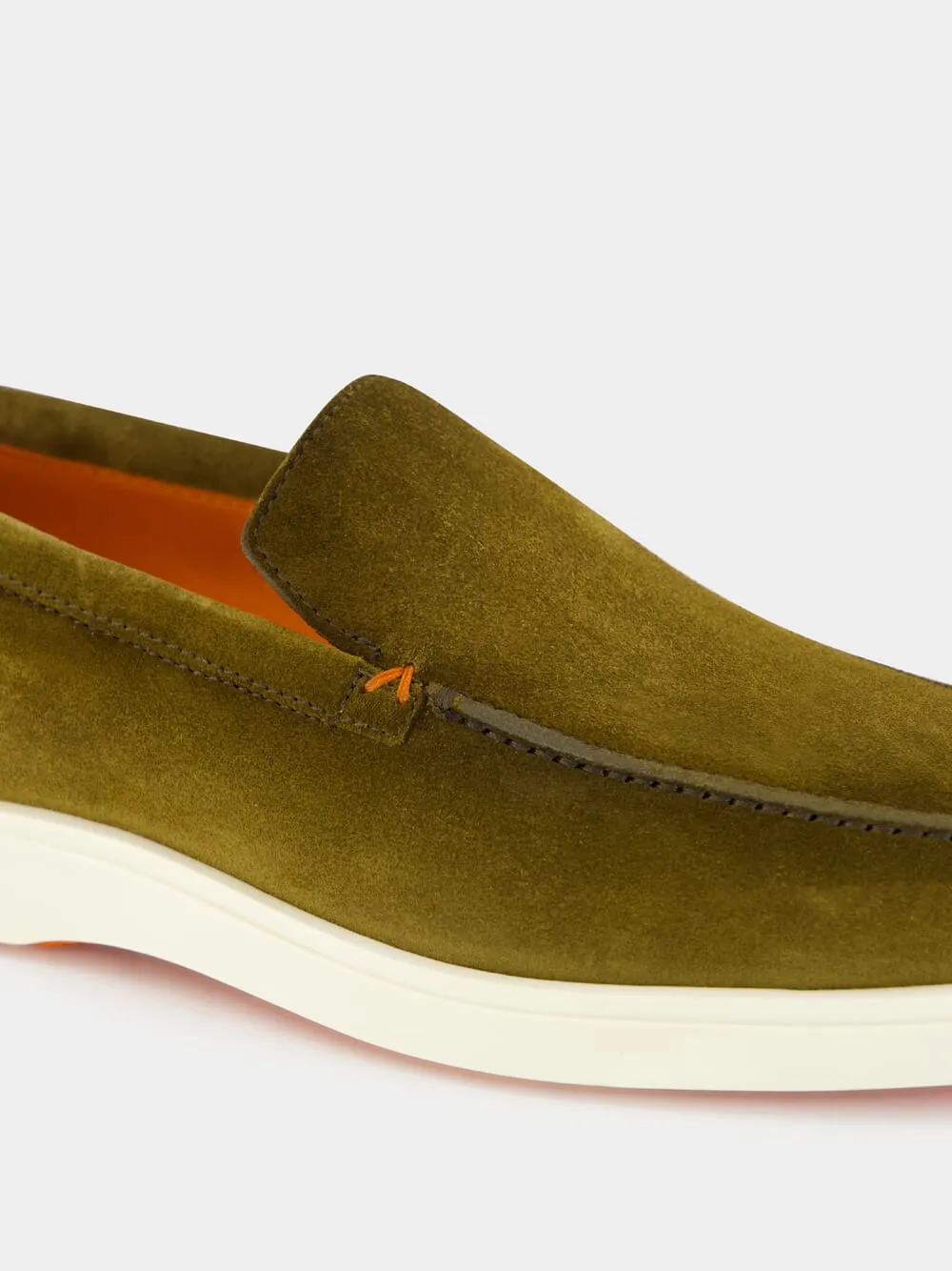 Green Suede Loafers with Rubber Sole