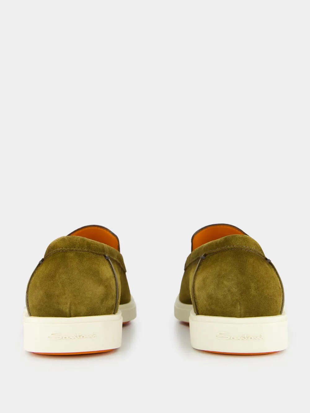 Green Suede Loafers with Rubber Sole
