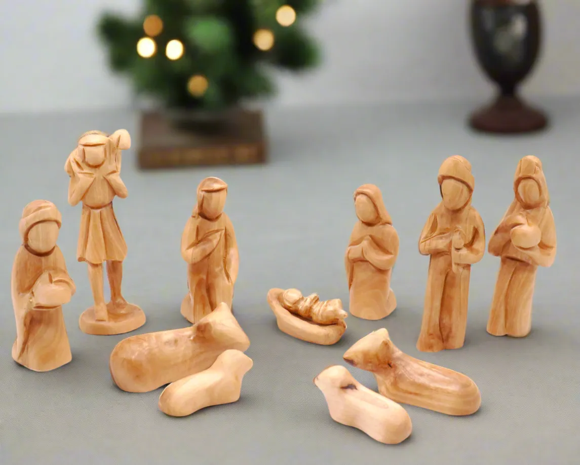 Handcrafted Olive Wood Nativity Scene Figurines | Authentic Holy Land Decor | Unique Christmas Gift