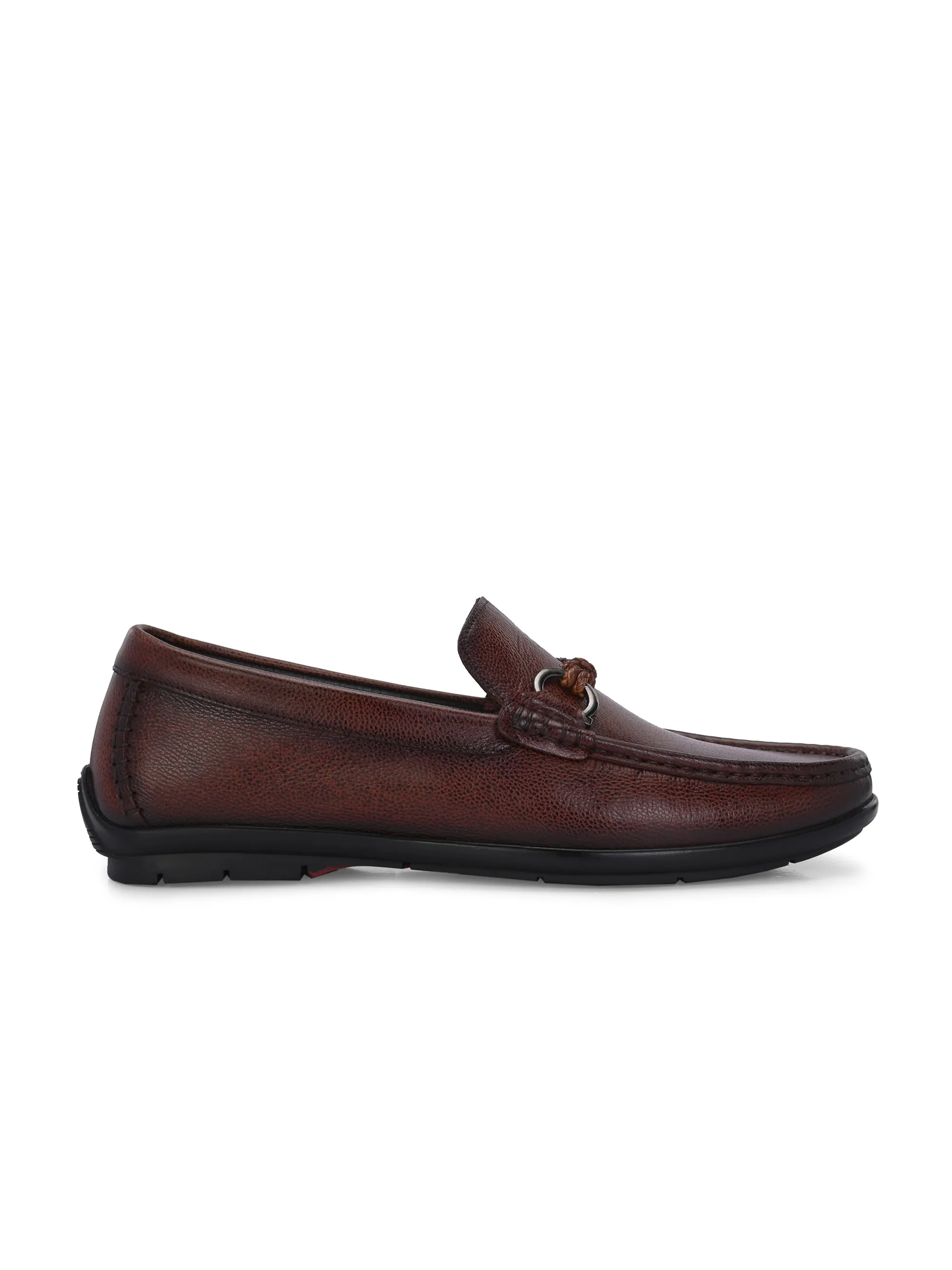Hitz Men's Brown Leather Casual Loafers