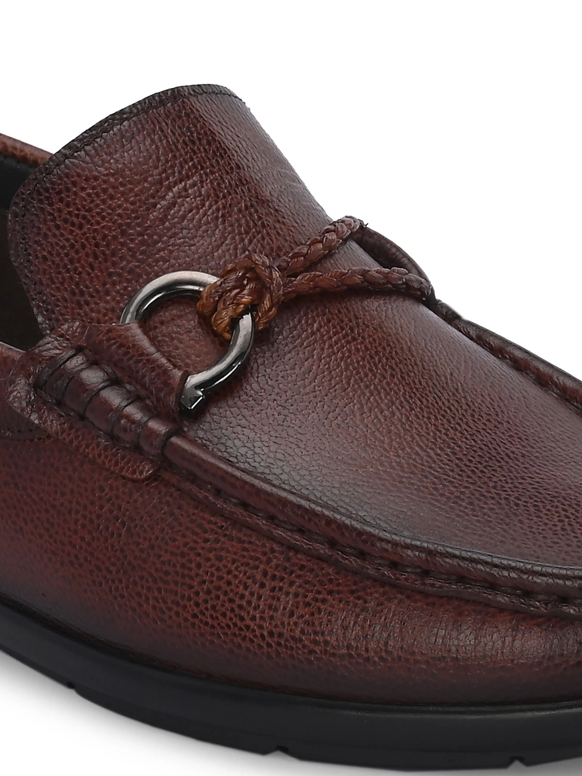 Hitz Men's Brown Leather Casual Loafers