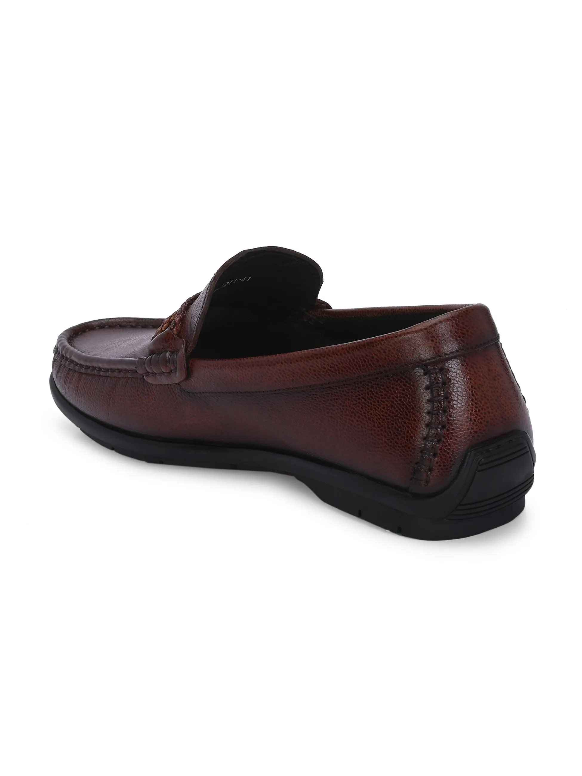 Hitz Men's Brown Leather Casual Loafers