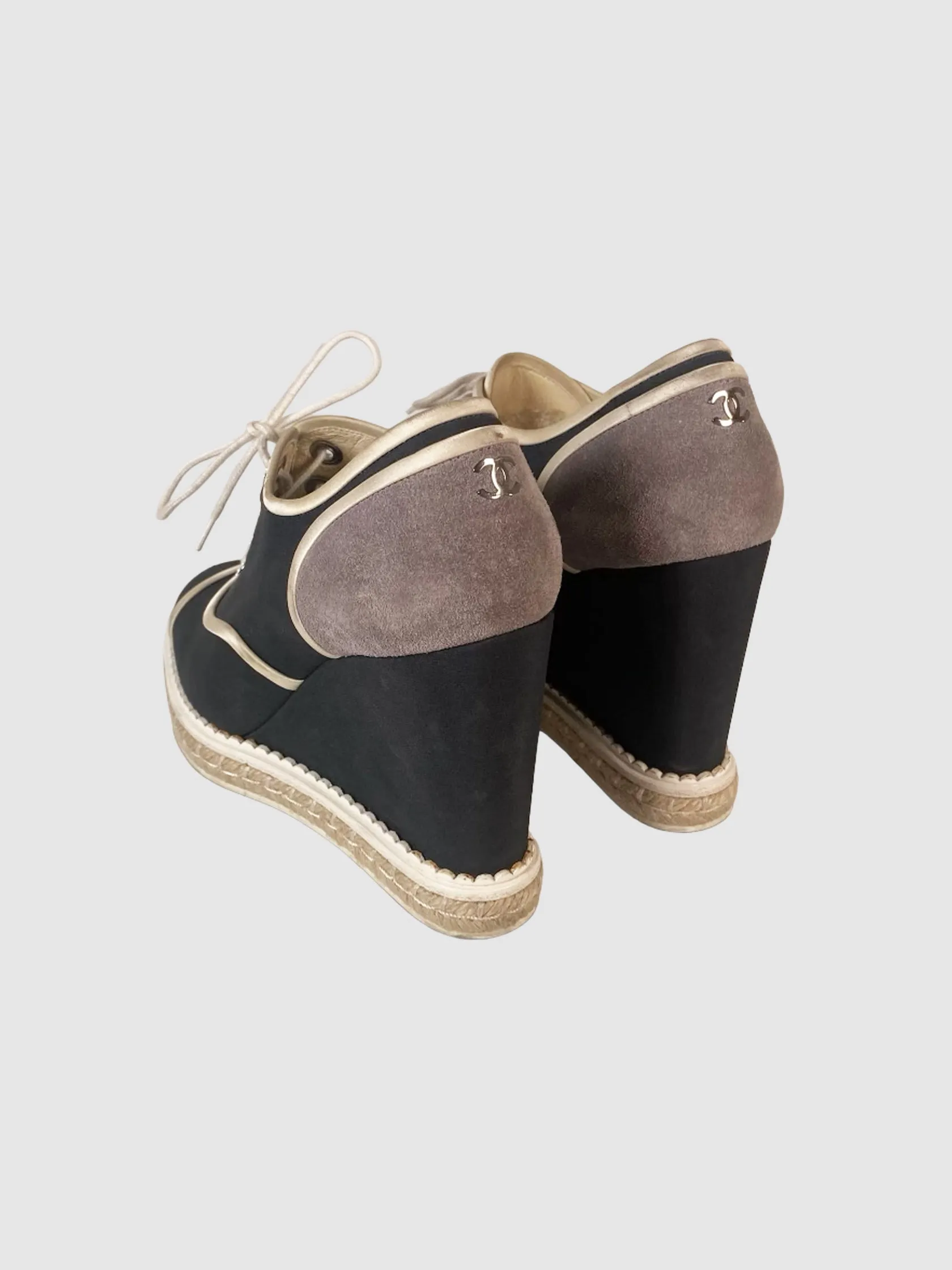 Interlocking CC Lace-Up Boot Wedges - Size 39.5