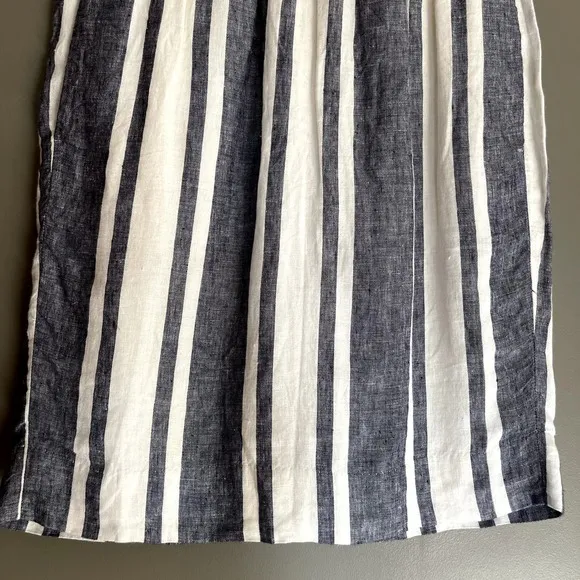 J. Crew Pull On Skirt in Striped Beauchamps Linen Size XXS Blue White Nautical