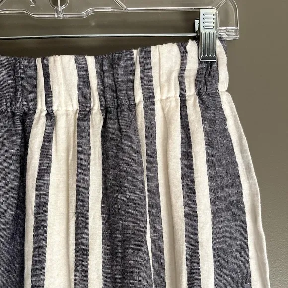 J. Crew Pull On Skirt in Striped Beauchamps Linen Size XXS Blue White Nautical