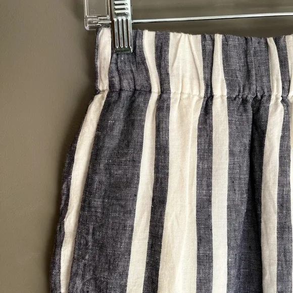 J. Crew Pull On Skirt in Striped Beauchamps Linen Size XXS Blue White Nautical