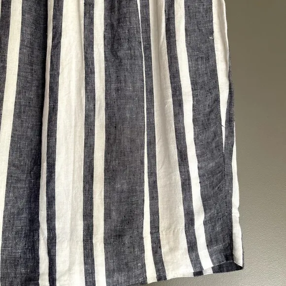 J. Crew Pull On Skirt in Striped Beauchamps Linen Size XXS Blue White Nautical