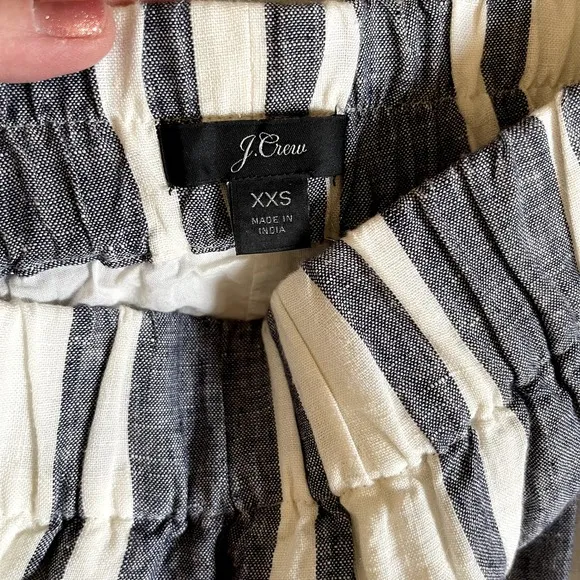 J. Crew Pull On Skirt in Striped Beauchamps Linen Size XXS Blue White Nautical