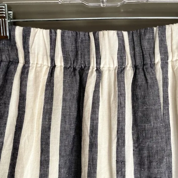 J. Crew Pull On Skirt in Striped Beauchamps Linen Size XXS Blue White Nautical