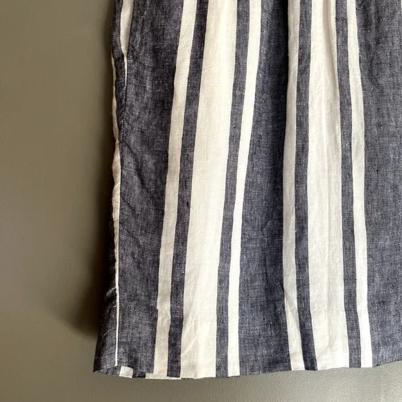 J. Crew Pull On Skirt in Striped Beauchamps Linen Size XXS Blue White Nautical