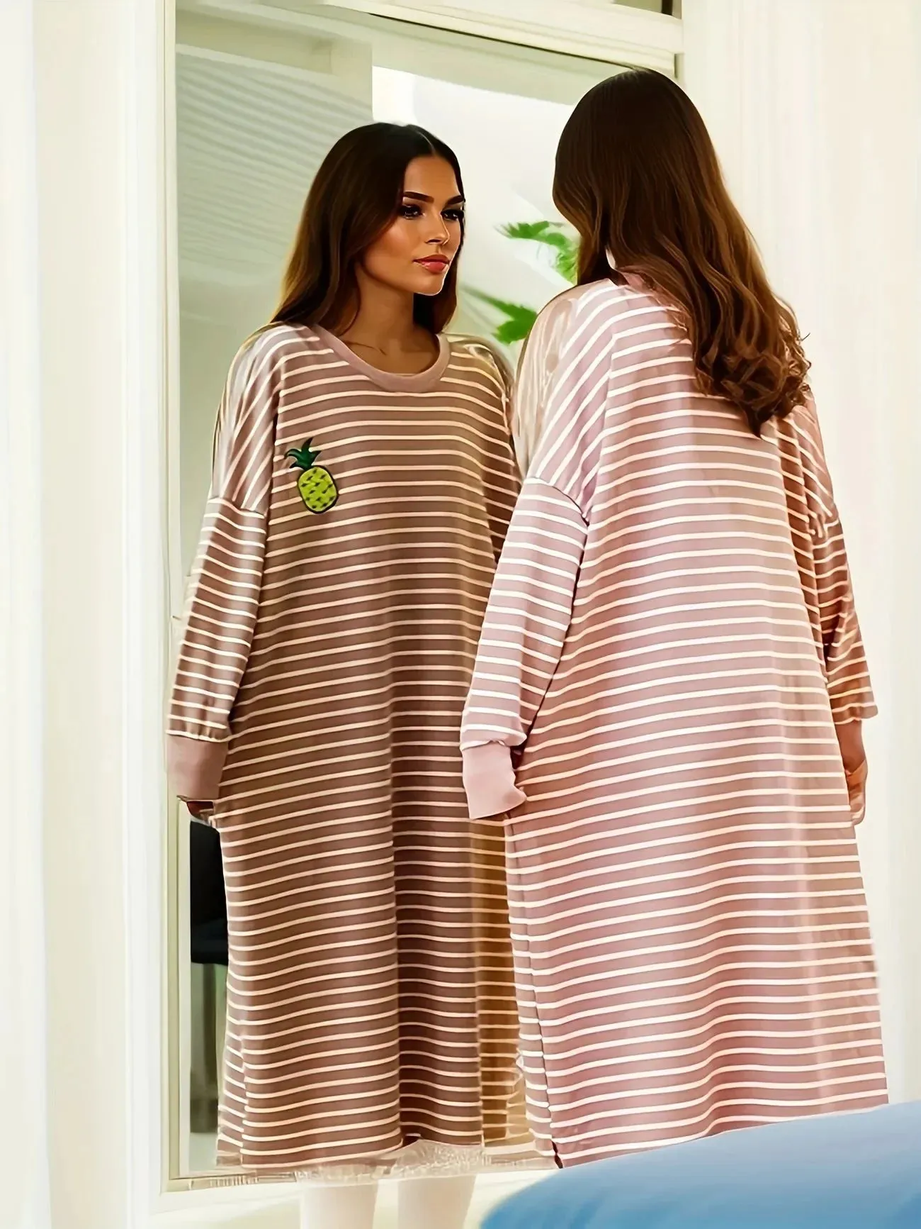 JazzHer Cute Print Long Lounge Dress