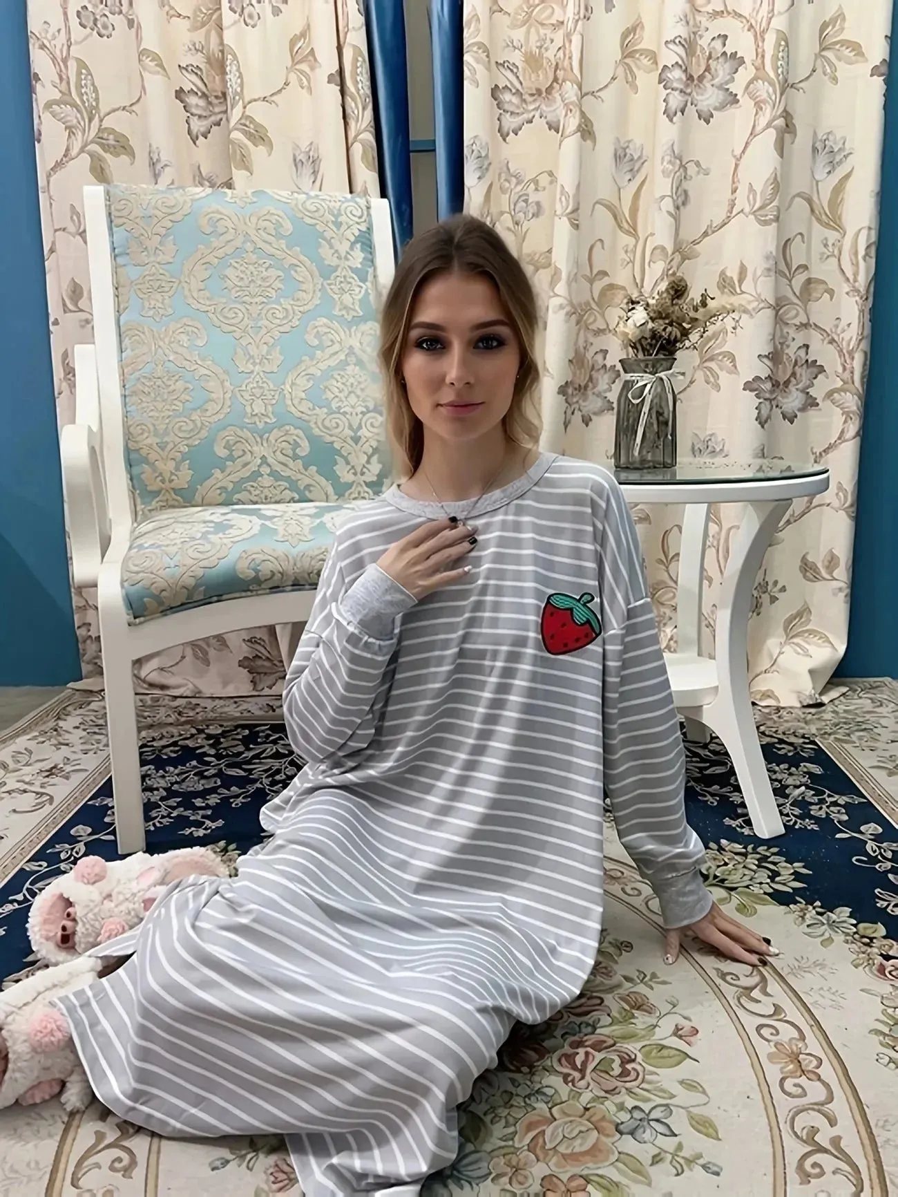 JazzHer Cute Print Long Lounge Dress