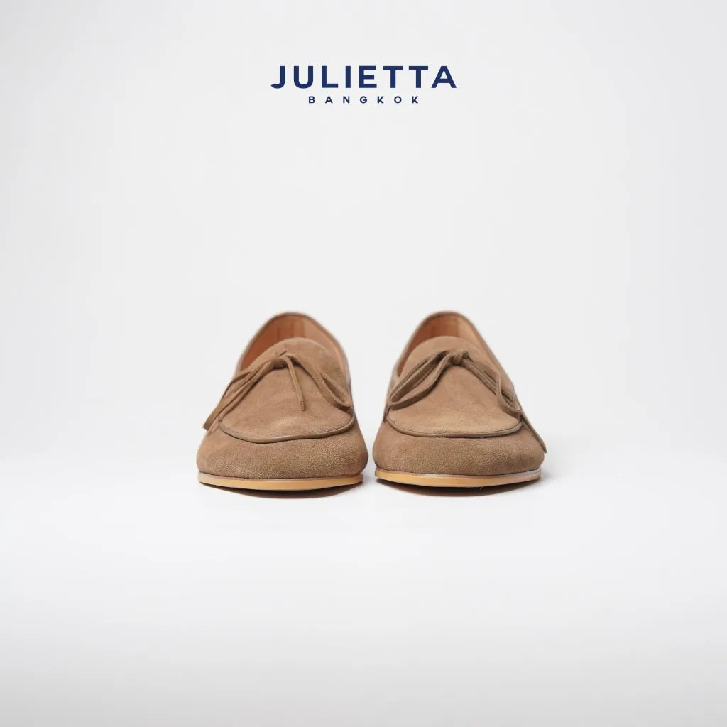 JULIETTA - SANDRO String Loafer Suede : Camel Brown (Unlined)