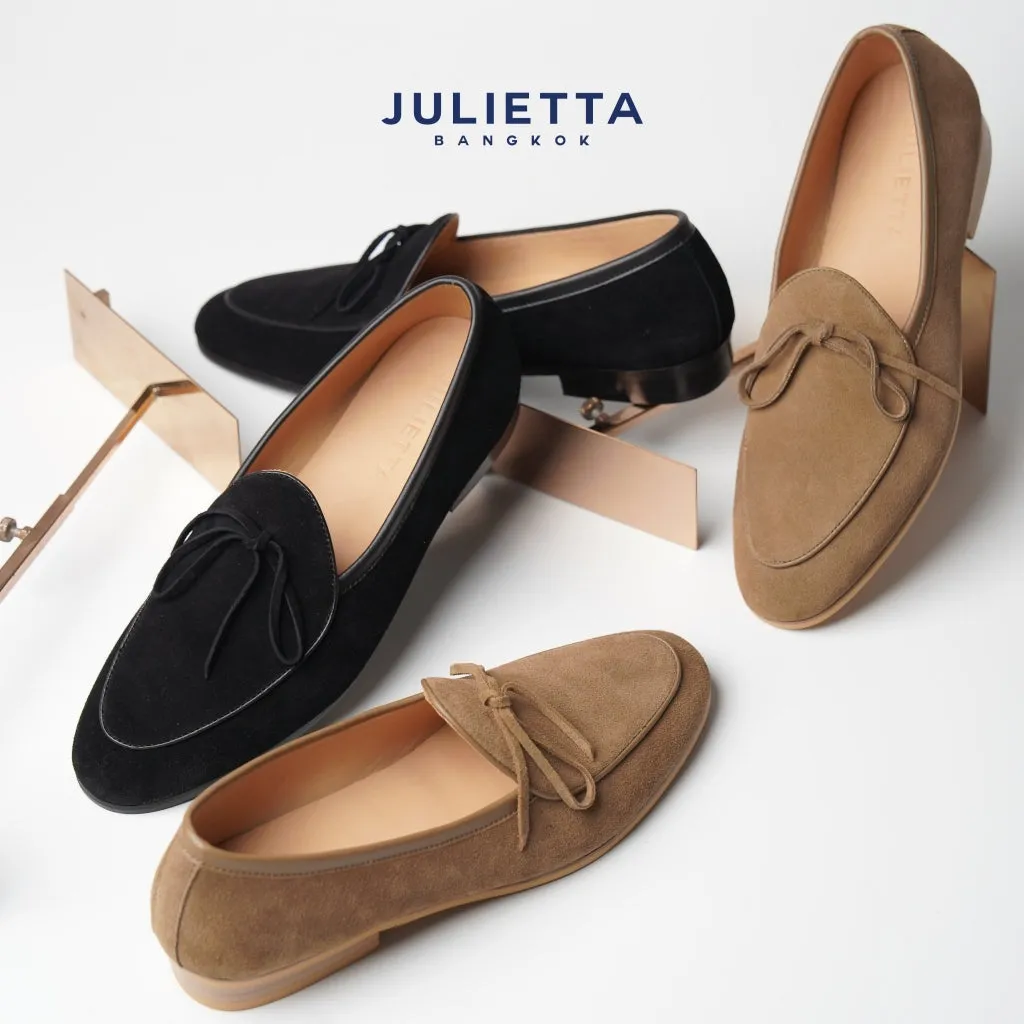 JULIETTA - SANDRO String Loafer Suede : Camel Brown (Unlined)