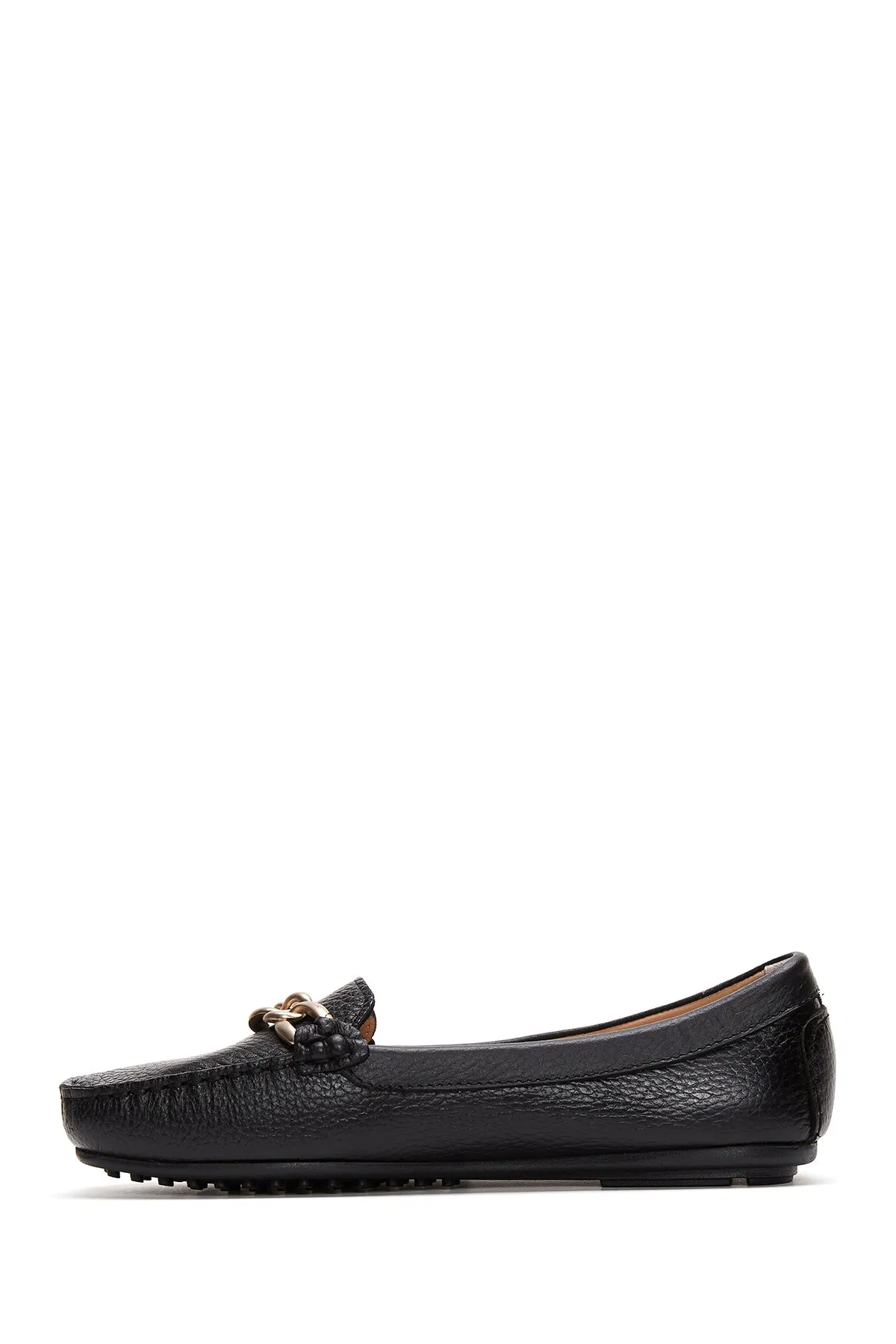 Kadın Siyah Toka Detaylı Deri Casual Loafer