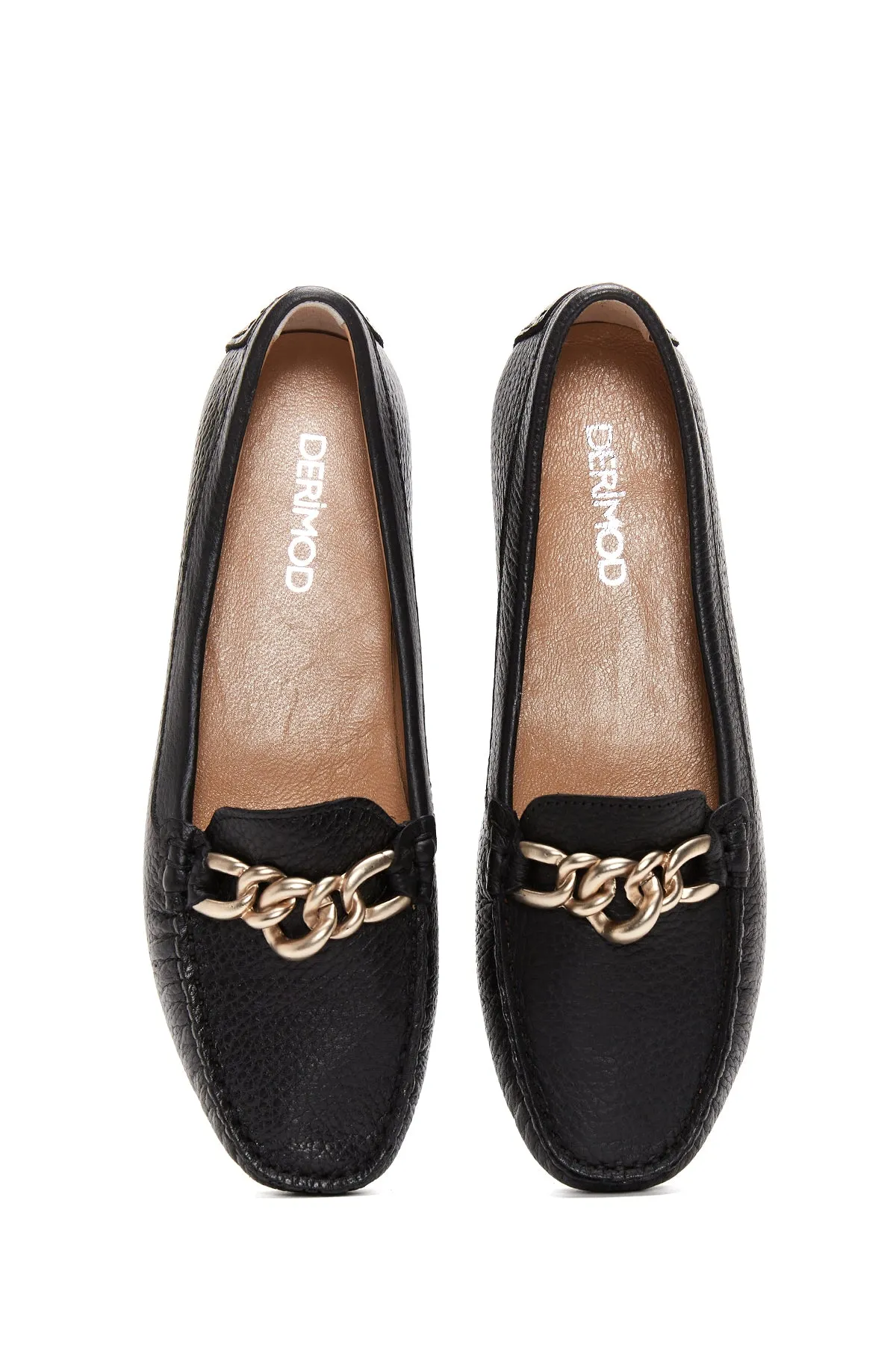 Kadın Siyah Toka Detaylı Deri Casual Loafer