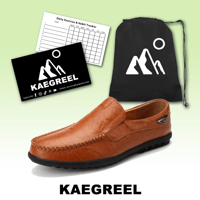 Kaegreel Men's Leather Non Slip Soft Sole Moccasins Driving Shoes Loafers