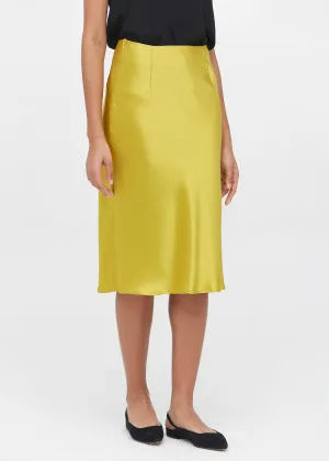Knee-Length Hips-Wrapped Silk Skirt