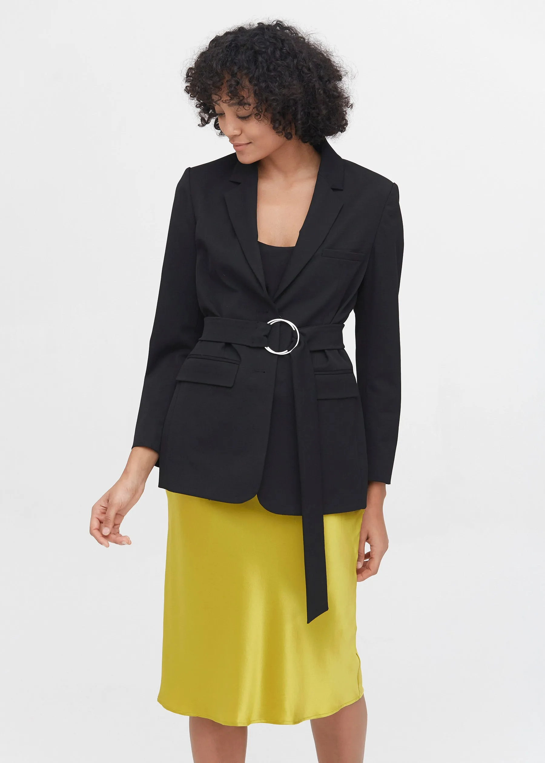 Knee-Length Hips-Wrapped Silk Skirt
