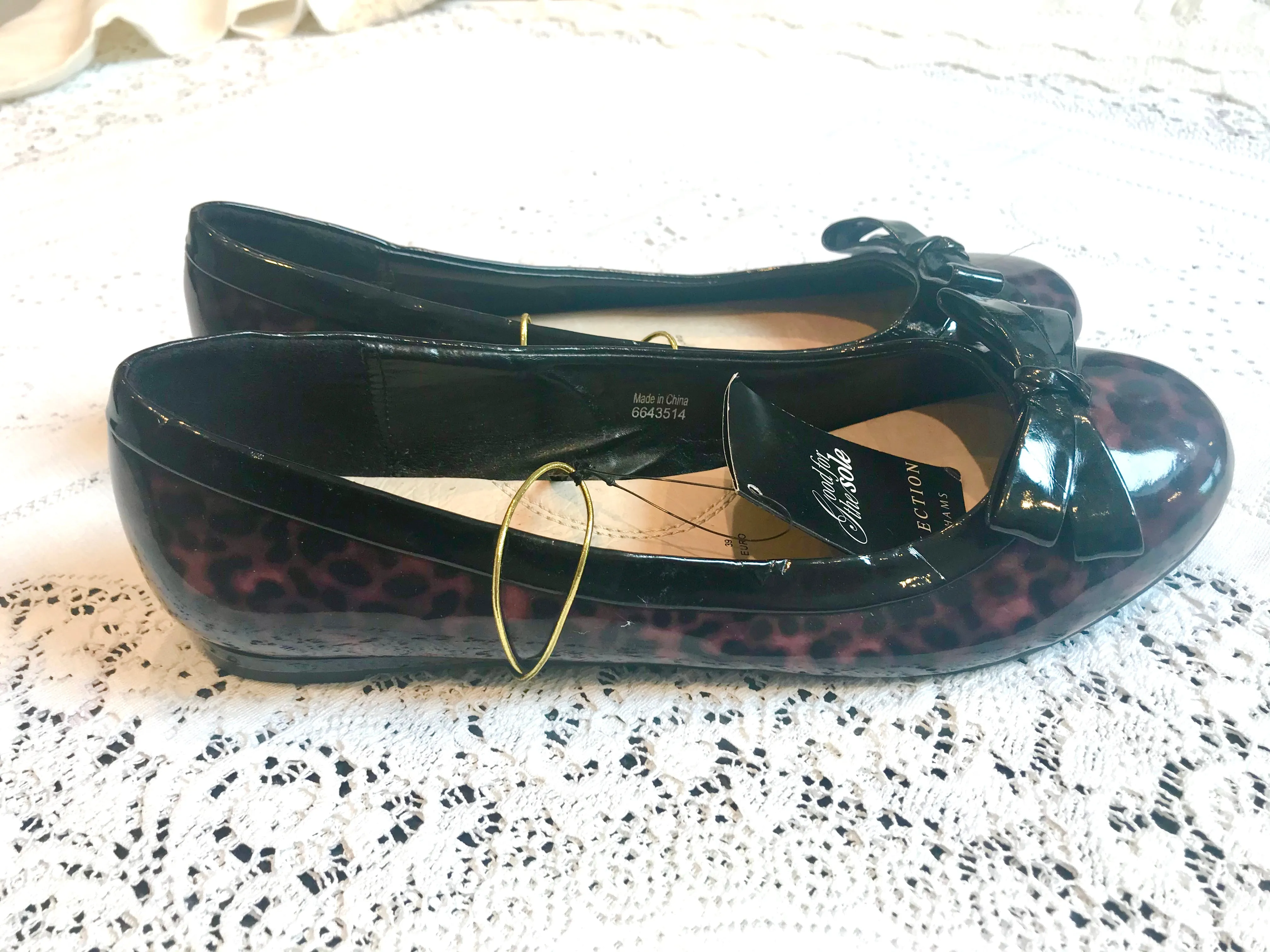 Ladies Glossy Animal Print Slip On Shoes Size 6 UK