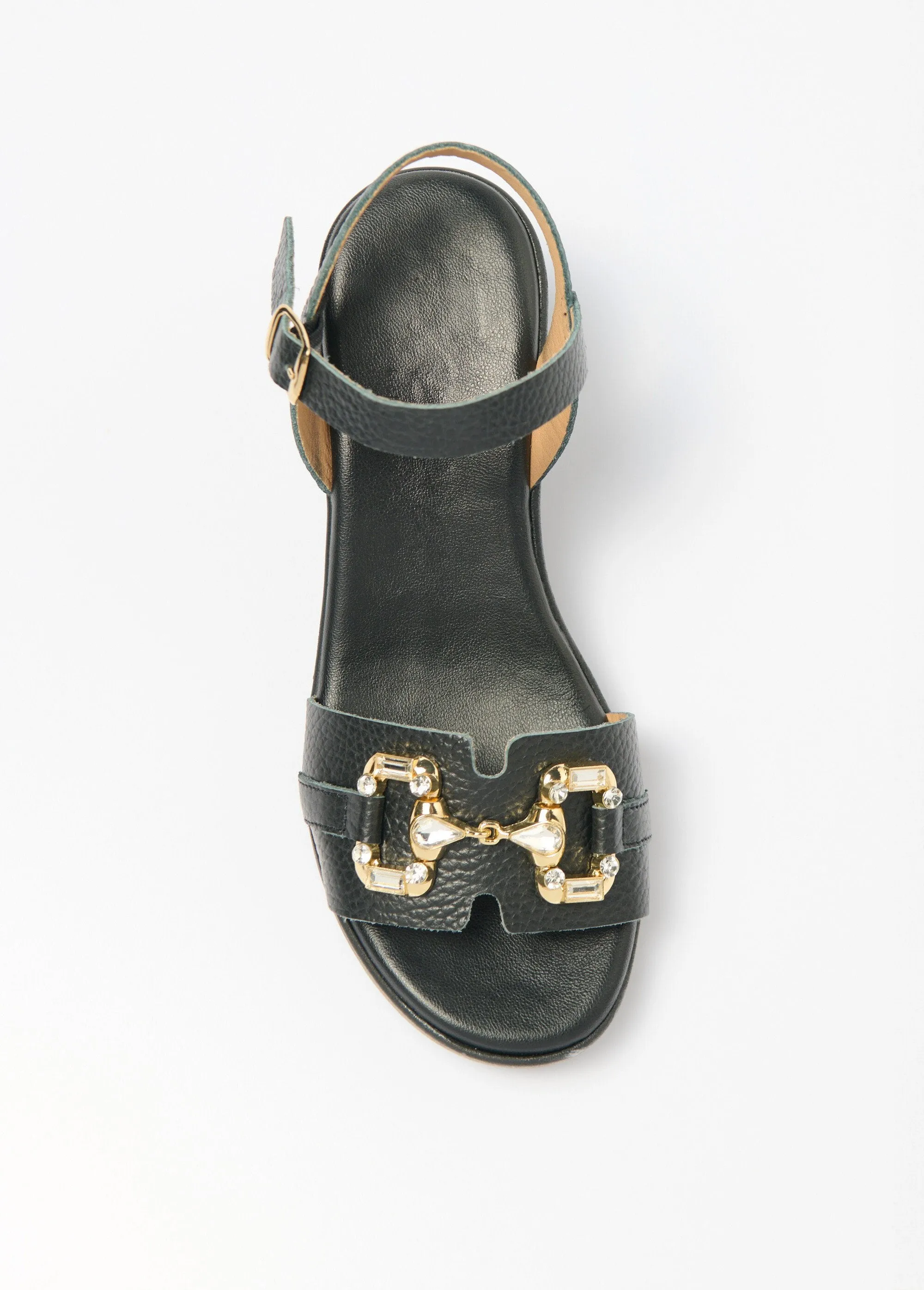Leather wedge sandals, chic comfort width