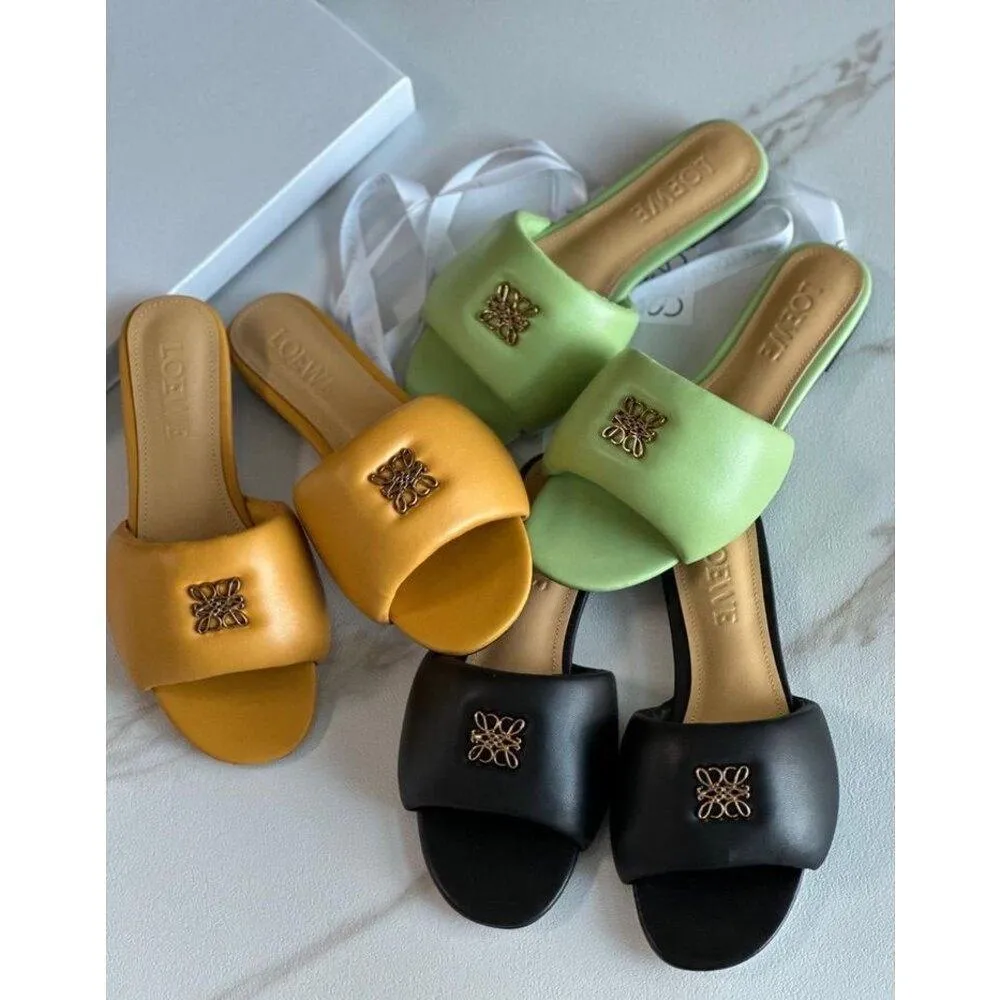 Loewe Anagram Wedge Leather Sandals