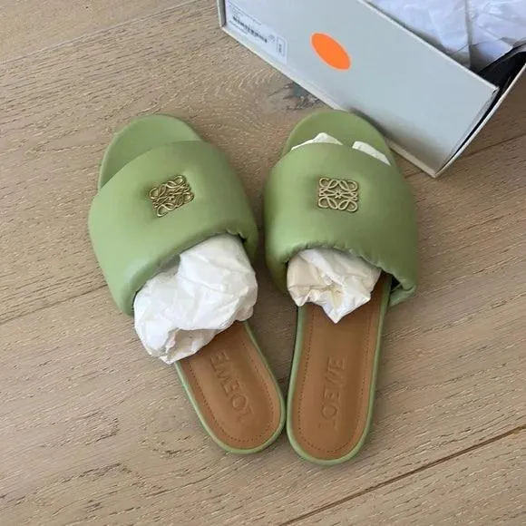 Loewe Anagram Wedge Leather Sandals