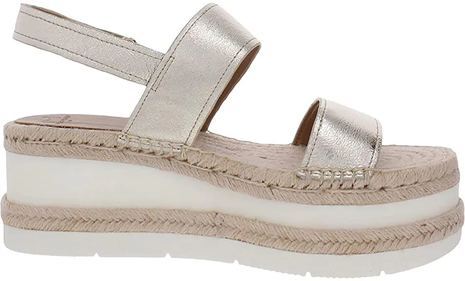 Marc Fisher LTD Womens Gallia Suede Slingback Wedge Sandals Gold 8 Medium (B,M)