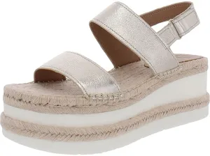 Marc Fisher LTD Womens Gallia Suede Slingback Wedge Sandals Gold 8 Medium (B,M)