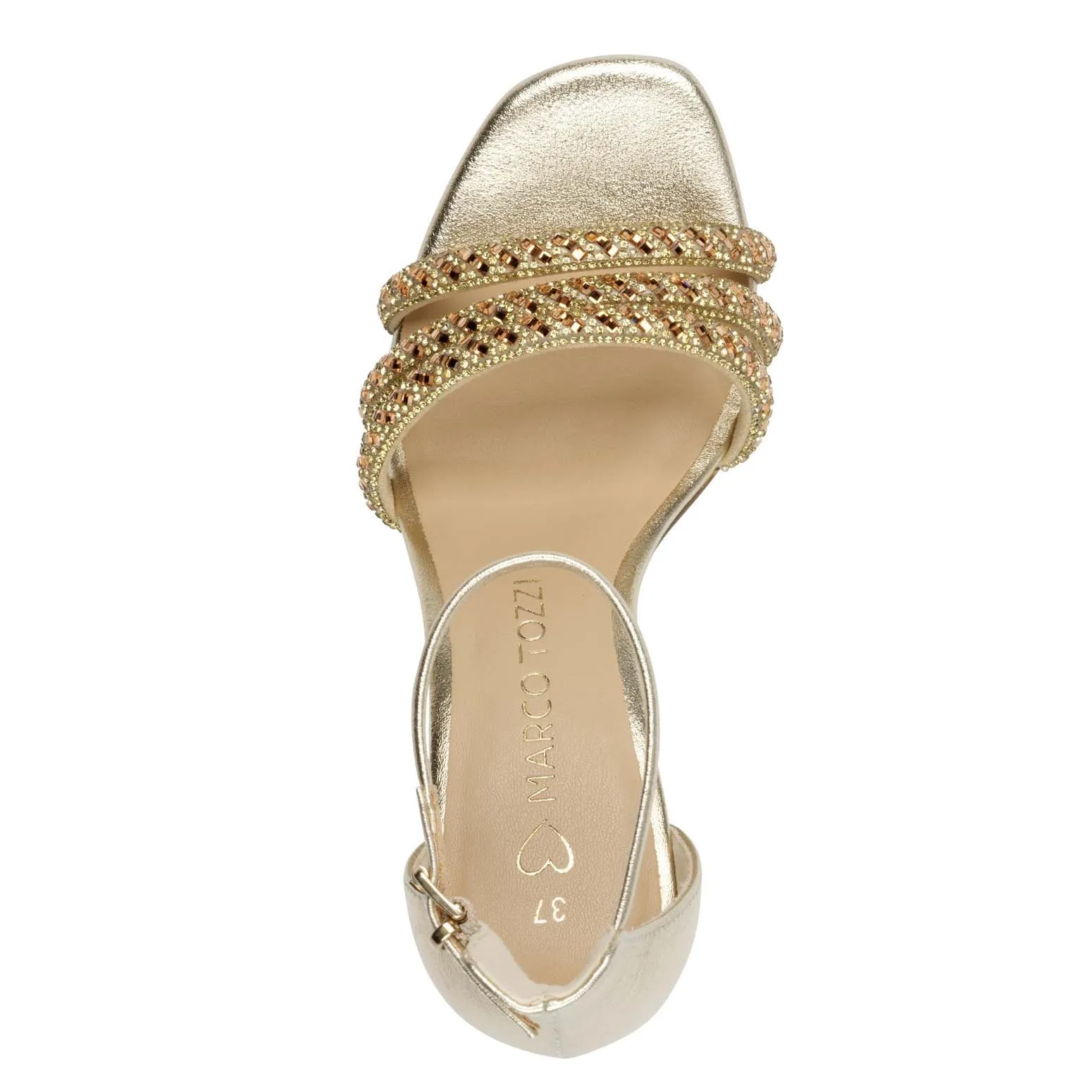 Marco Tozzi High Heel Strappy Sandal Crystal Gold