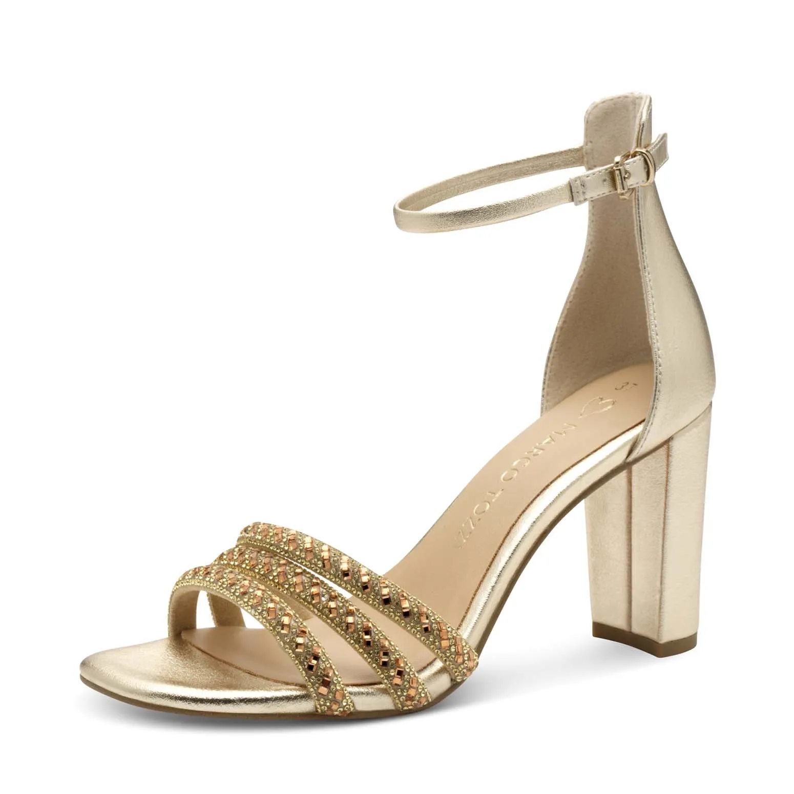 Marco Tozzi High Heel Strappy Sandal Crystal Gold