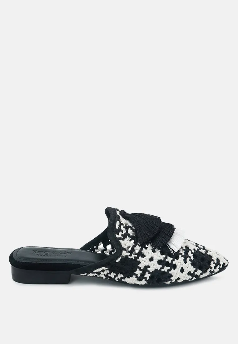 Mariana Woven Flat Mules With Tassels By Ruw
