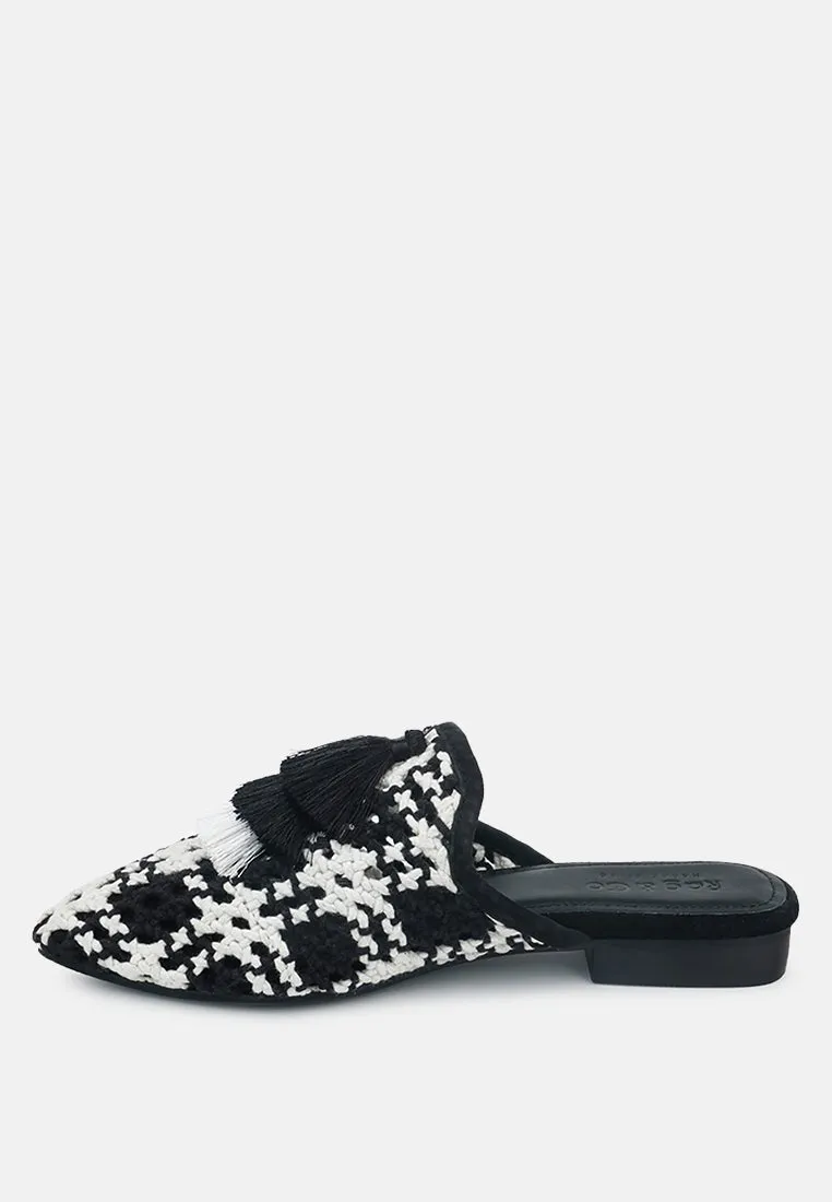 Mariana Woven Flat Mules With Tassels By Ruw