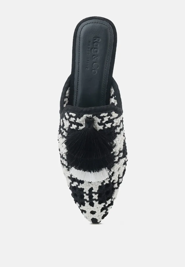 Mariana Woven Flat Mules With Tassels By Ruw