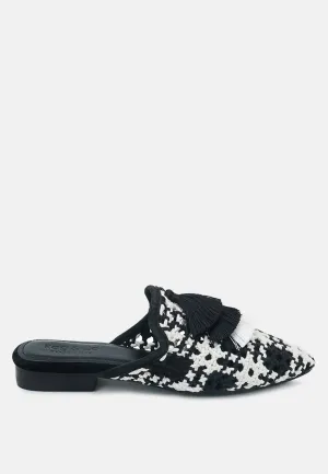 Mariana Woven Flat Mules With Tassels By Ruw