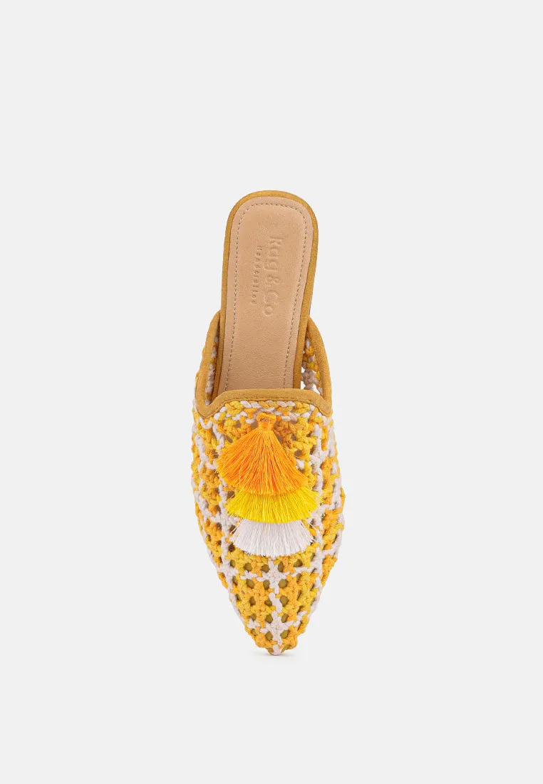 Mariana Woven Flat Mules With Tassels By Ruw