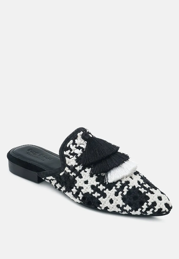 Mariana Woven Flat Mules With Tassels By Ruw