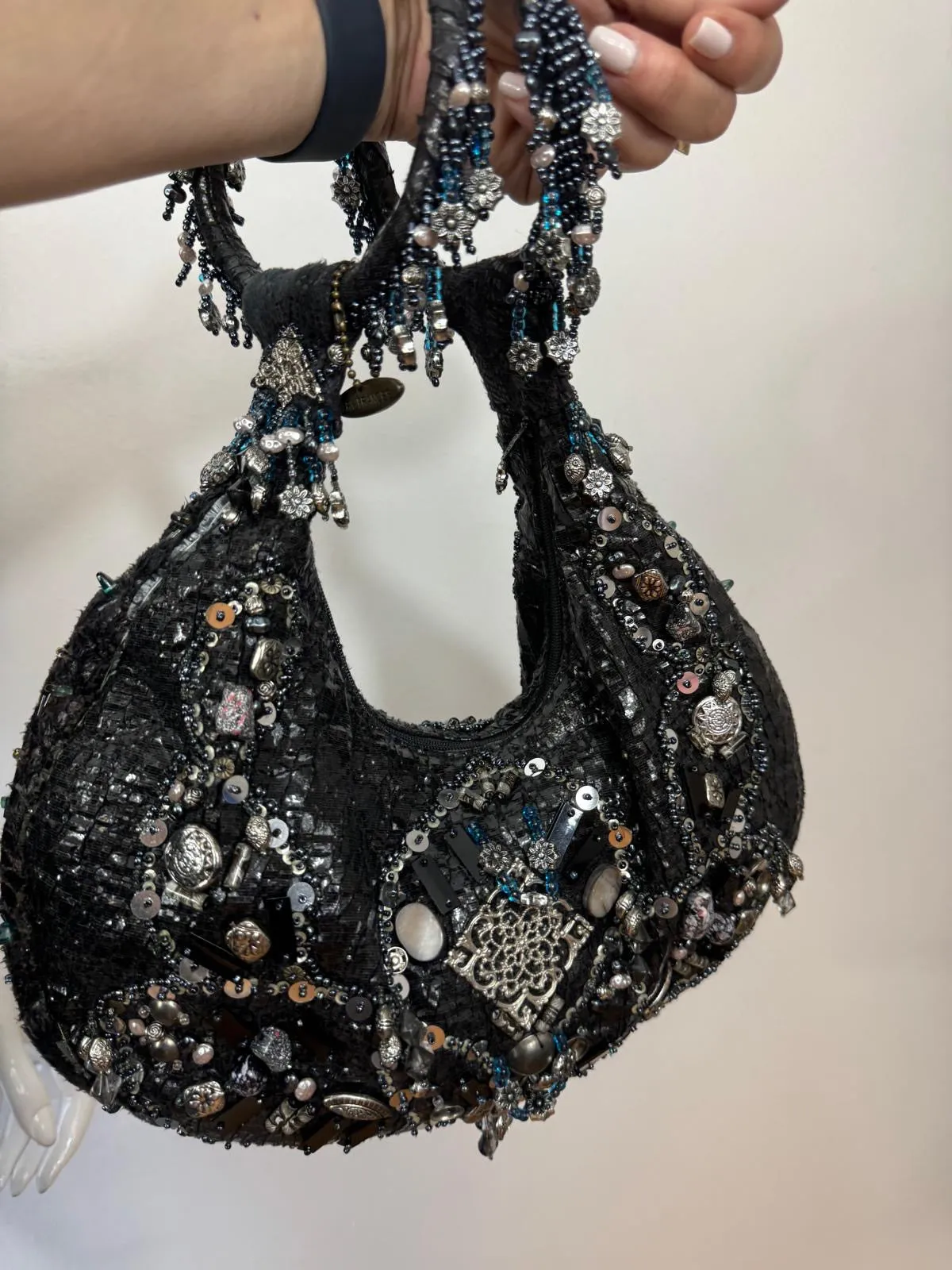 MARY FRANCES SEQUINS EMBELLISHED HANDBAG