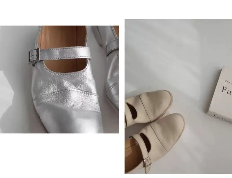 Mary Jane Leather Low Heels