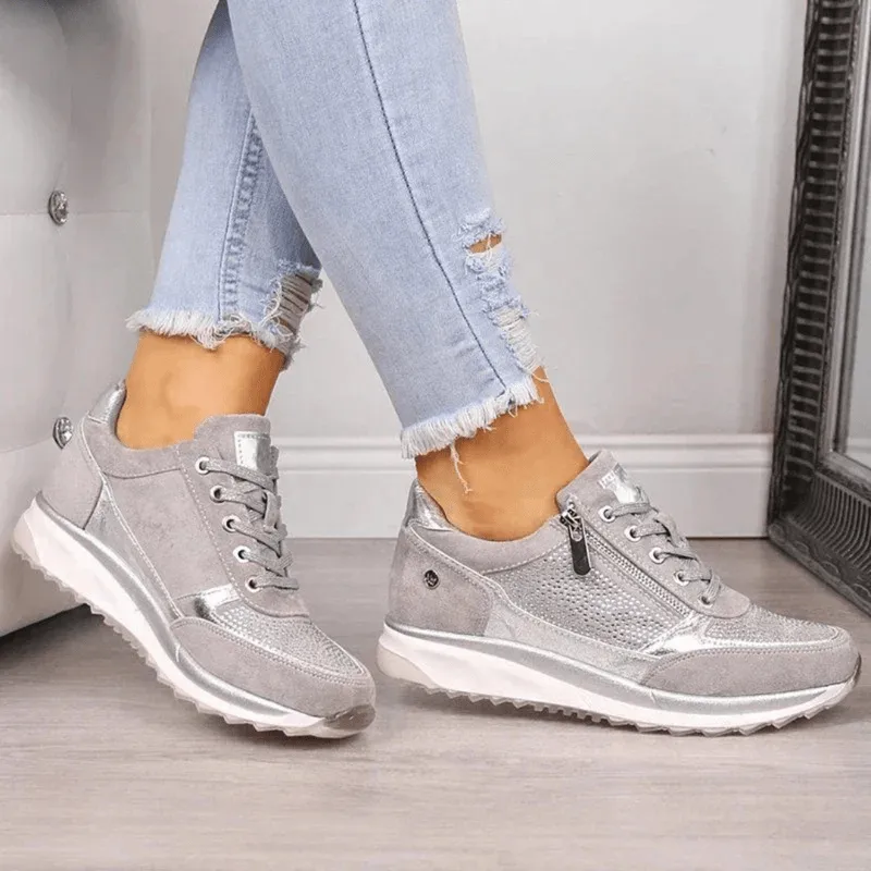 Mason | Fashion Lace-Up Sneakers with Zip for Women - Comfort Trainers