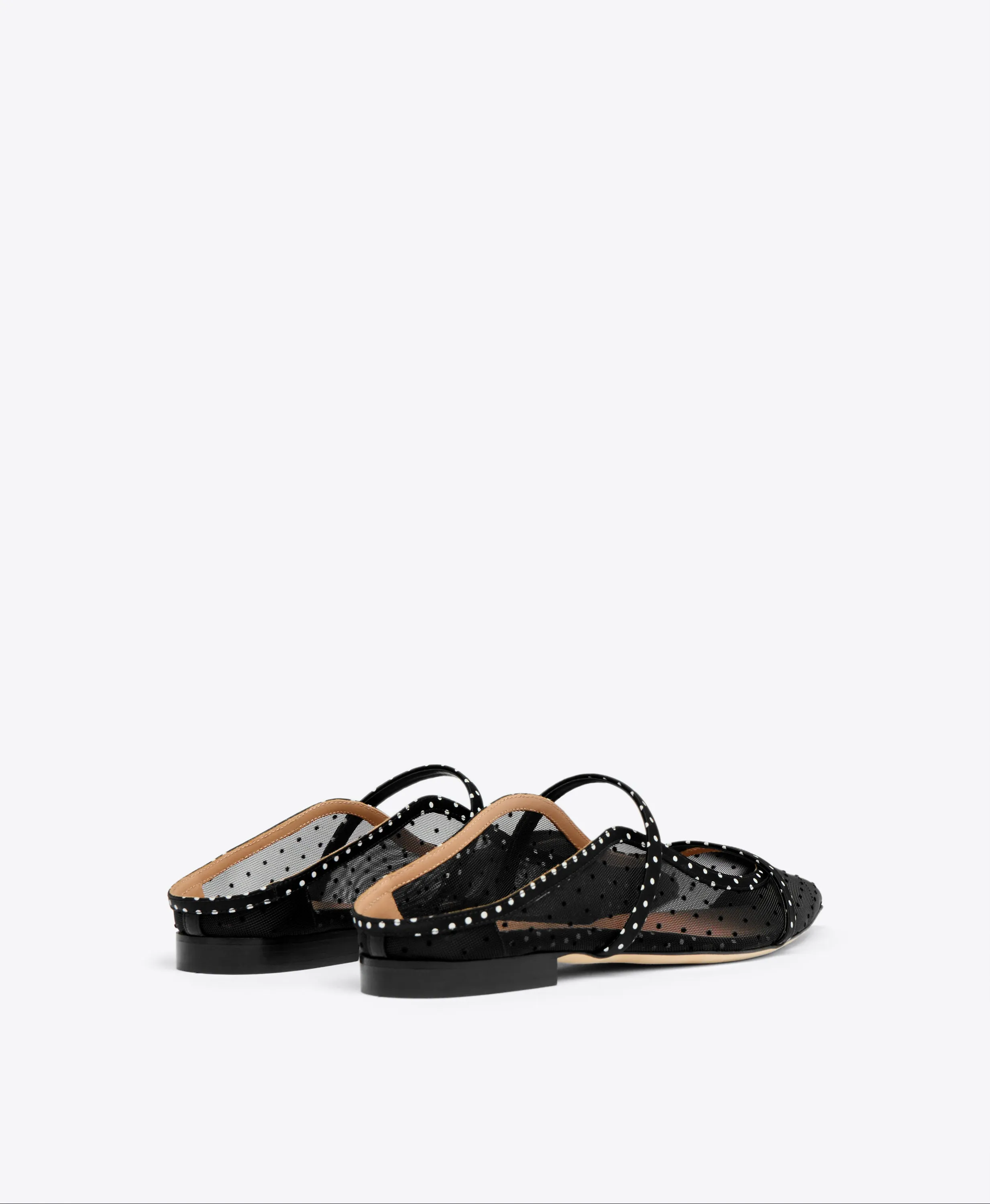 Maureen Black Polka Dot Satin Flat Mules