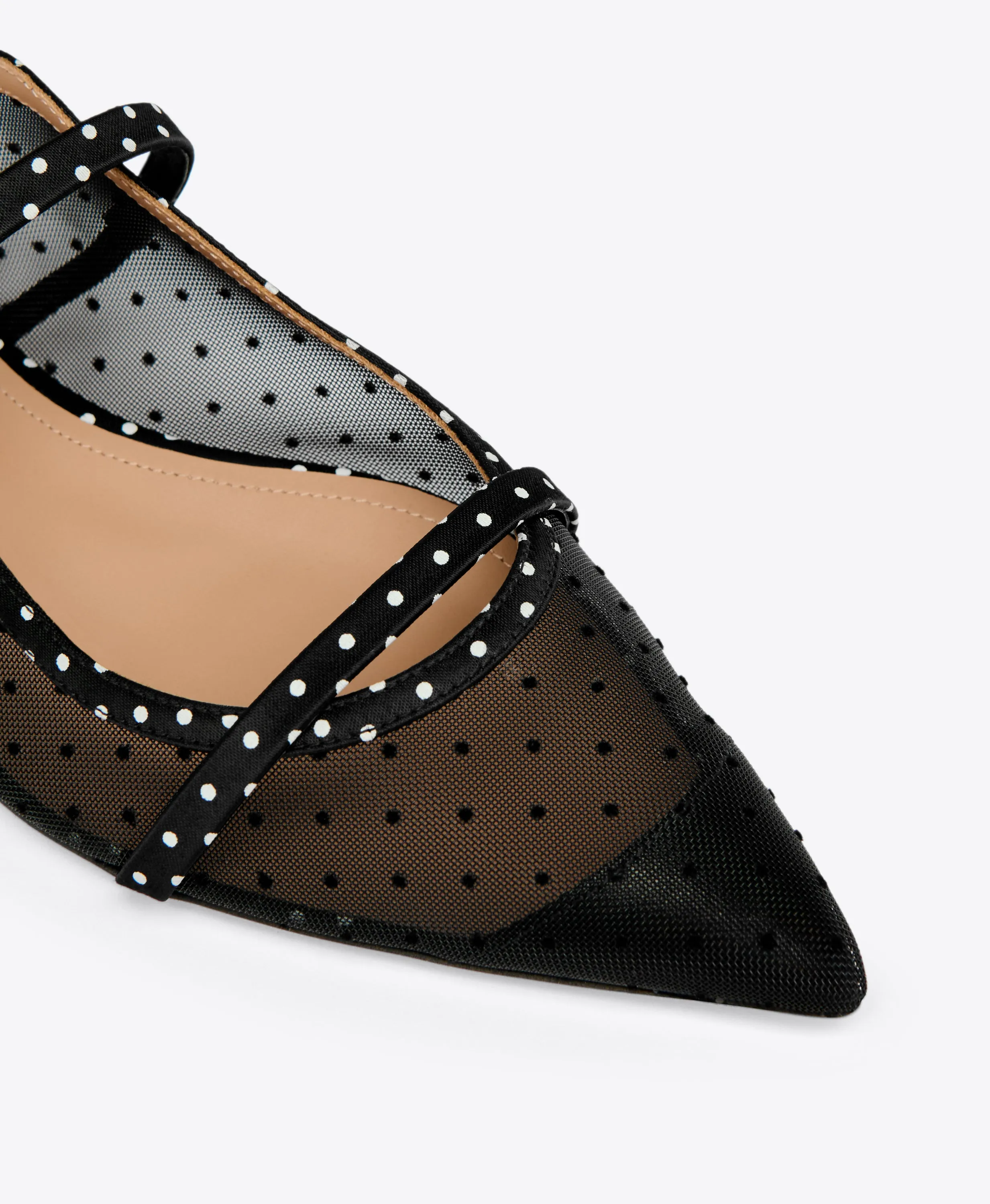 Maureen Black Polka Dot Satin Flat Mules