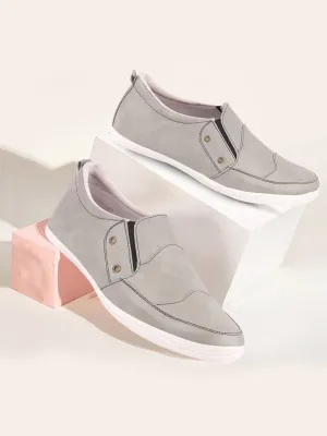 Men Grey Casual Slip-On Loafers