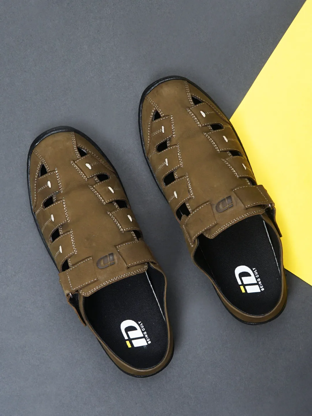 Men's Olive Mule Sandal (ID4070)