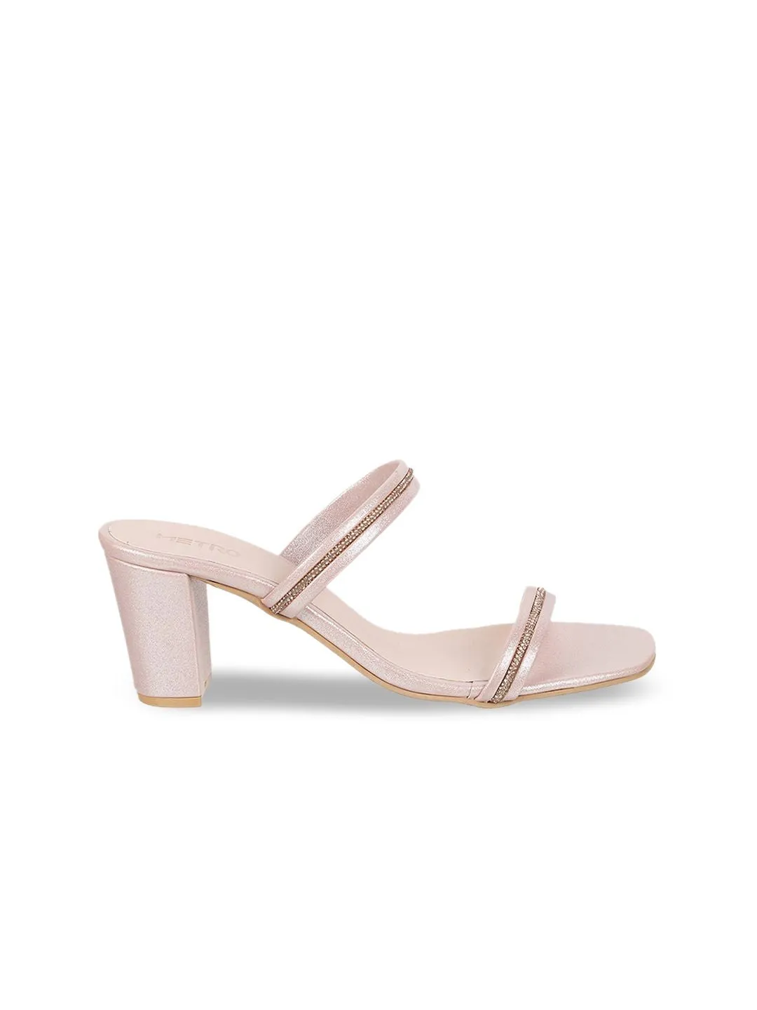Metro Embellished Open Toe Block Heels