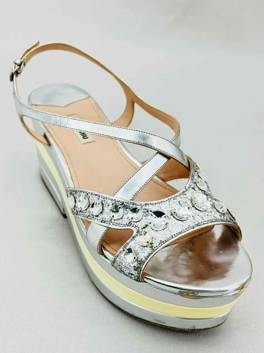 MIU MIU Slingback Silver Wedges 41